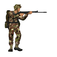 Abstract image of British soldier circa 1982 Falkland Islands War