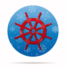 rudder christmas icon in circle