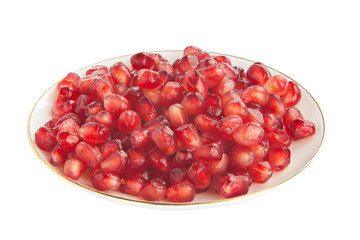 ripe red pomegranate isolated on white background