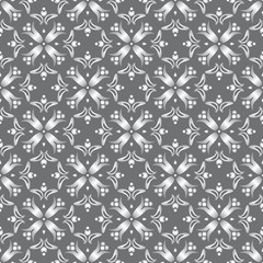 Elegant floral pattern with pearl grey flowers and leaves