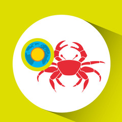 vacation around world sunny red crab vector illustration eps 10