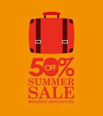 summer sale 50 discounts with suitcase vector illustration eps 10
