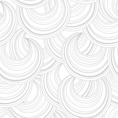 Abstract white circle line stripe seamless pattern. Chaotic flow line texture