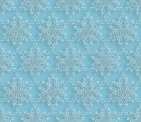 Snow doodle ornament. Winter doodle snowflakes seamless holiday