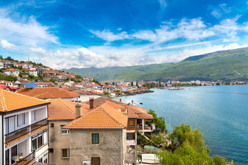 Fototapeta na wymiar Ohrid city and lake Ohrid, Macedonia