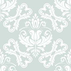 Fototapeta na wymiar Oriental classic pattern. Seamless abstract background with repeating elements. Light blue and white pattern