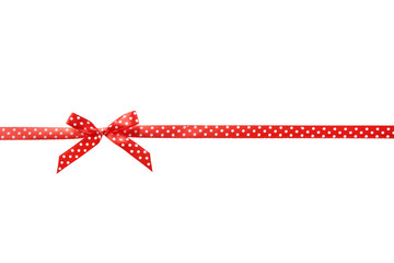 Beautiful red ribbon with bow on white background