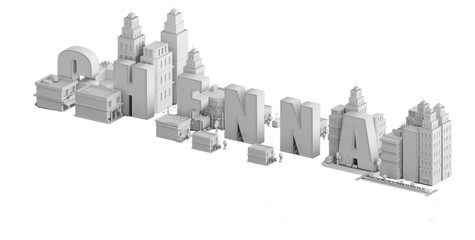 3d render of a mini city, typography 3d of the name Chennai