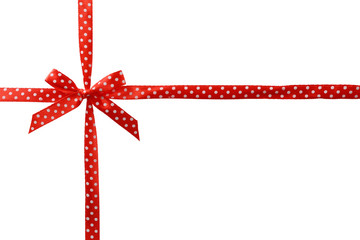 Beautiful red ribbon with bow on white background