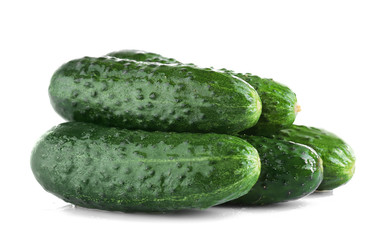 Fresh cucumbers isolated on white