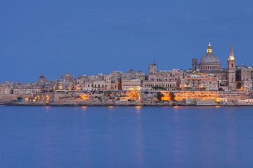 Epic view of La Valletta, Malta's capital city at sunset 