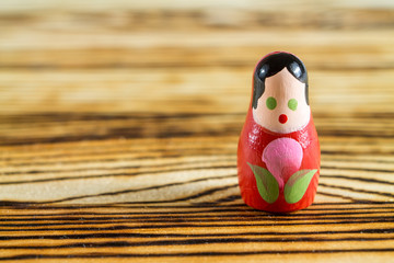 Russian dolls. Matryoshka on linen fabric for the background.