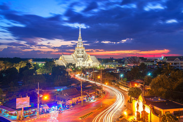 Twilight, Wat Sothon Wararam Worawihan, Chachoengsao province, Thailand.