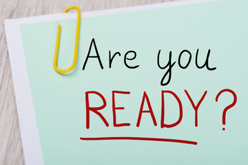 Are You Ready Text Written On Note Paper