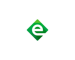 Letter Initial E Green Square Logo Design Template