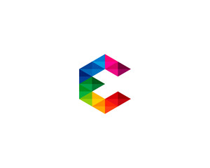 Letter Initial E Creative Triangle Logo Design Template