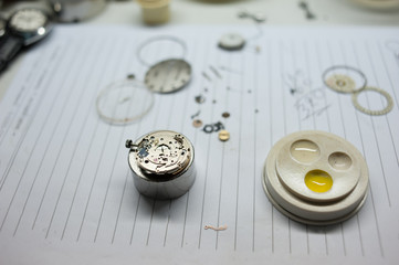Detail of watch machinery.