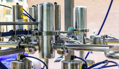 Industrial factory equipment stainless tubes Food automation.