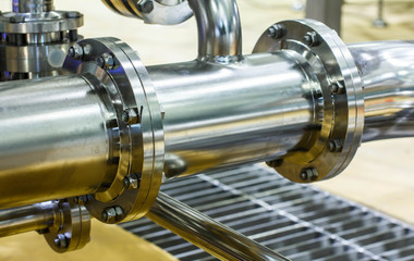 Industrial factory equipment stainless tubes Food automation.