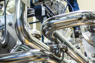 Industrial factory equipment stainless tubes Food automation.