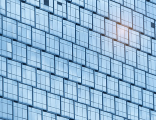 Fototapeta na wymiar Contemporary office building blue glass wall detail