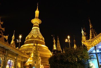 Pagoda, buddha, landscape, sunset.