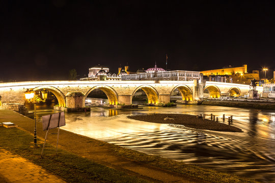 Stone Bridge In Skopje