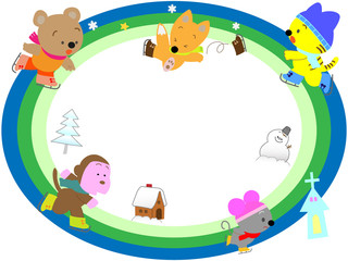 動物のウインタースポーツのタイトルフレーム