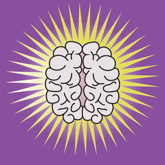 Vector power brain on striped background