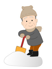 高齢者の雪かき作業