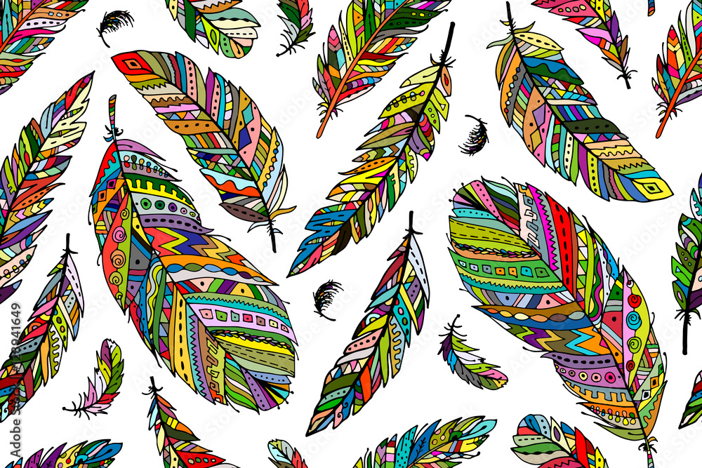 Poster feather seamless pattern for your design