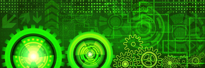 Obraz premium Banner with futuristic technology concept design of green and yellow shades