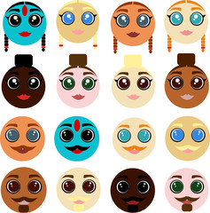 set of emoticons. different nationalities
