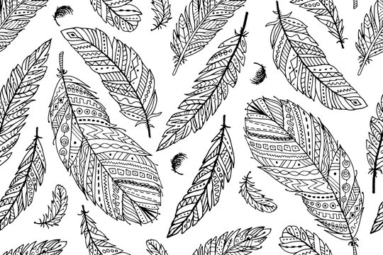 Feather seamless pattern for your design