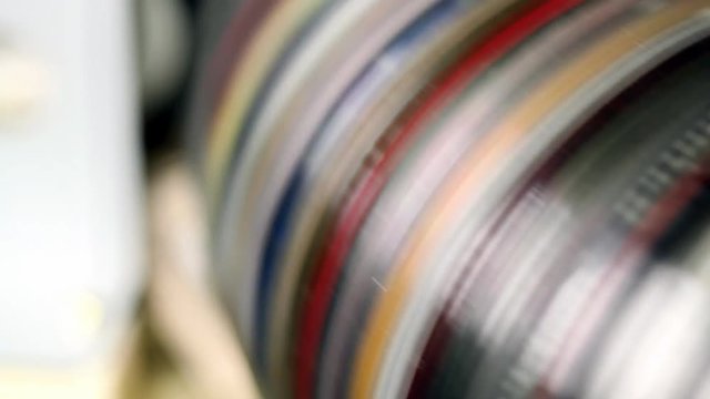 CD Changer Carousel Mega Storage Spinning. Selective focus.