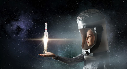 She wants to become astronaut . Mixed media © Sergey Nivens