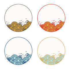 フレームセット　和柄　波