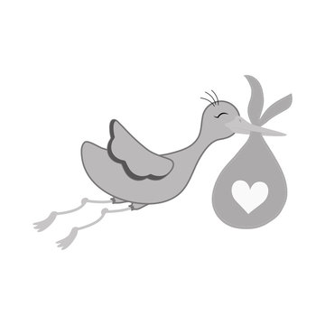 Newborn baby stork cartoon icon vector illustration graphic design