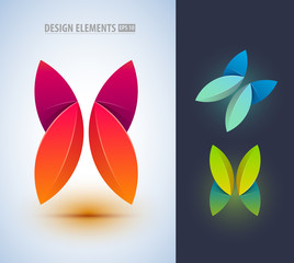 Abstract butterfly logo design set. Letter x collection. Can be used for corporate identity, application icon, beauty salon logotype.

