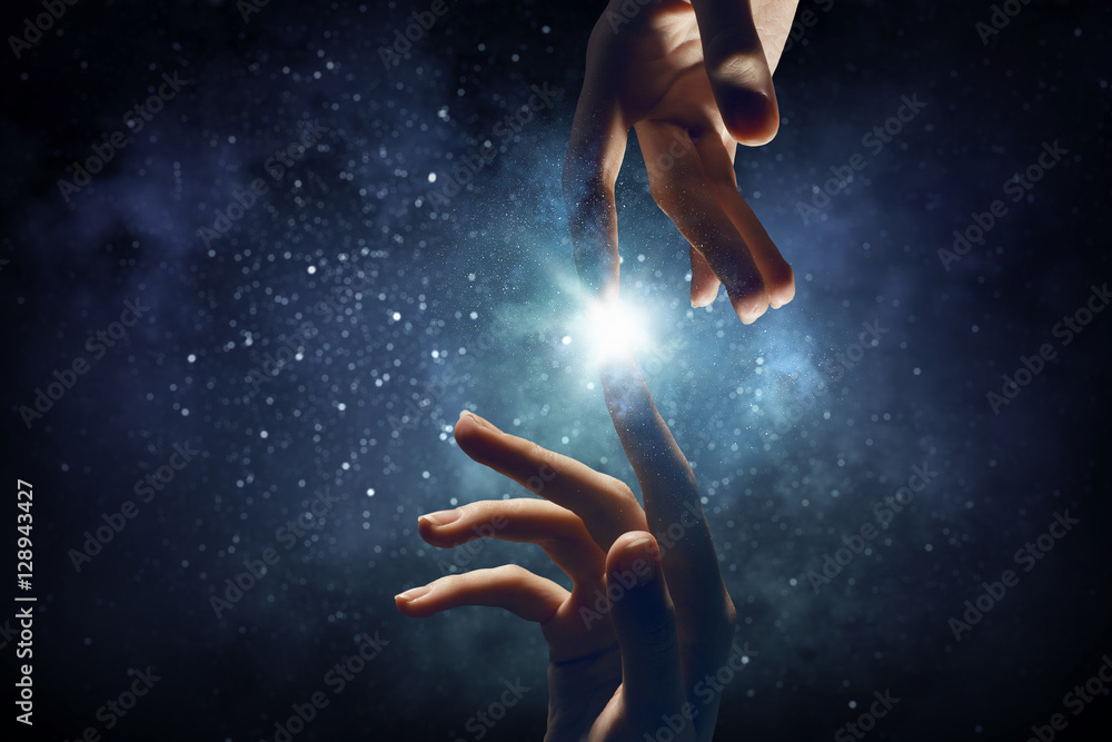 Wall mural concept of creation and interaction