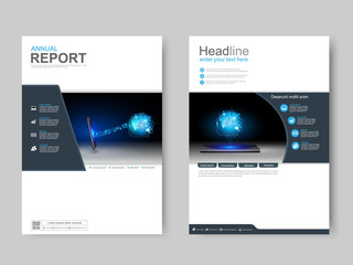 Smartphone technology cover page, annual report, Business templates, brochure, magazine, flyer, booklet. Cover design template, A4 size. Vector