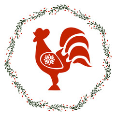 Christmas Wreath with Rooster