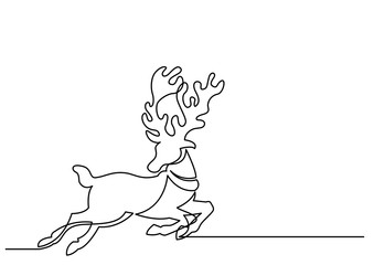 continuous line drawing of Rudolph the rednosed reindeer