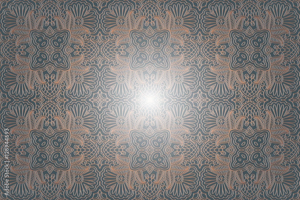Aufkleber abstract vintage openwork mesh guilloche pattern decor design element on the basis of a symmetrical 