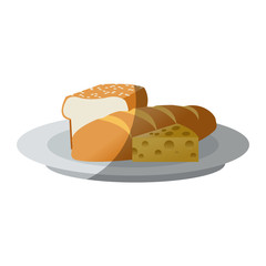 Bread and cheese icon. Healthy organic fresh and natural food theme. Isolated design. Vector illustration