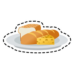 Bread and cheese icon. Healthy organic fresh and natural food theme. Isolated design. Vector illustration