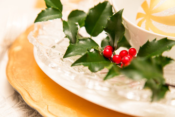 Golden Christmas place setting