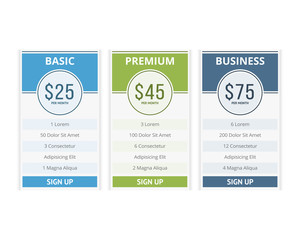 Obraz premium Pricing Table