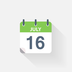16 july calendar icon