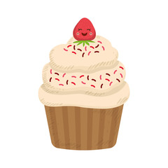 Delicious cupcake dessert icon vector illustration graphic design